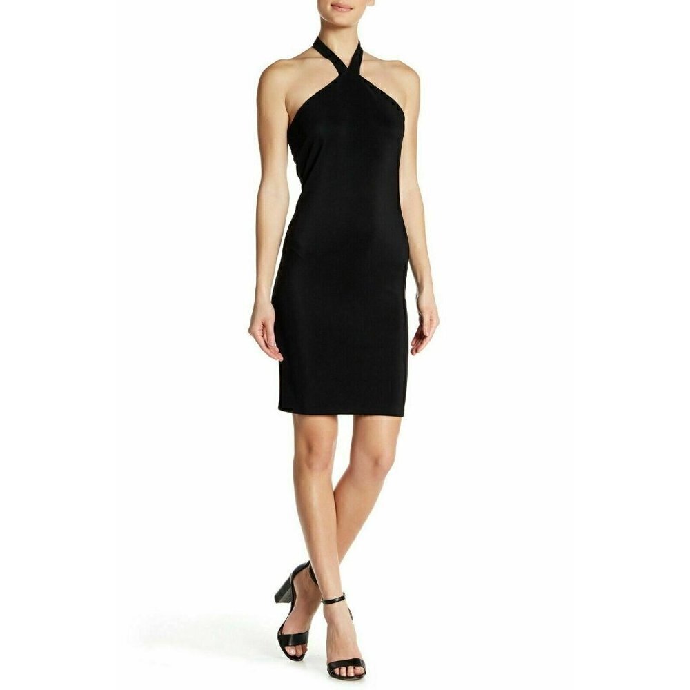 Free Press Womens Black Stretch Halter Tie Neck Dress Dress Size M - Picture 1 of 11